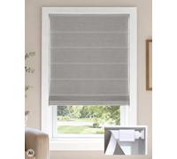 LazBlinds No Drill Blackout Cordless Roman Shades, 33" W × 48" H, Greige