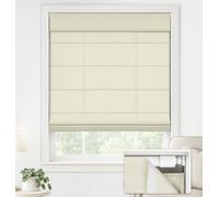 LazBlinds No Drill Roman Shades for Windows, Cordless Light Filtering Window Shades with UV Protection, Polyester Fabric for Bedroom & Living Room, 22" W x 64" H, Cream