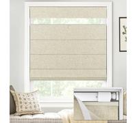 LazBlinds No Drill TDBU Roman Shades, Blackout - Beige, 31" W x 48" H | No Tools Top Down Bottom Up Cordless Fabric Blinds for Window, Thermal Insulated UV Blocking for Bedroom & Living Room
