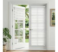 LazBlinds No Drill Zebra Blinds for French Door, Cordless Blinds for Door with 28" Covering Width, Small Gap Design Light Filtering Sheer Shades for Indoor Windows, 28 5/8" W x 72" L, White