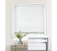 LazBlinds No Tools-No Drill 1" Aluminum Mini Blinds, Cordless Blinds for Indoor Windows, Light Filtering Horizontal Blinds and Shades for Window Size 25'' W x 36'' H, White