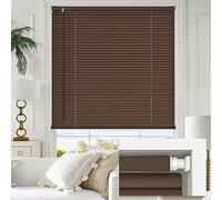 LazBlinds No Tools No Drill 1" Vinyl Mini Blinds, Cordless Blinds for Windows, Light Filtering Horizontal Window Blinds & Shades, 34 1/2" W x 64" H, Mahogany