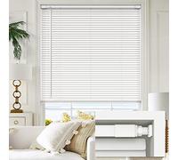 LazBlinds No Tools No Drill 1" Vinyl Mini Blinds, Cordless Blinds for Windows, Light Filtering Horizontal Window Blinds & Shades, 35" W x 64" H, White