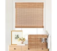 LazBlinds No Tools No Drill Cordless Bamboo Roman Shades, Light Filtering Window Treatment, Roll Up Bamboo Blinds for Windows 32'' W x 64'' H, Ceylon Light Russet