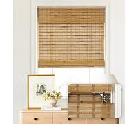 LazBlinds No Tools No Drill Cordless Bamboo Roman Shades, Light Filtering Window Treatment, Roll Up Bamboo Blinds for Window 36'' W x 64'' H, Dali Native