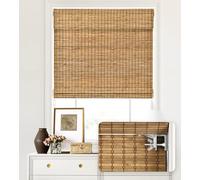 LazBlinds No Tools No Drill Cordless Bamboo Roman Shades, Light Filtering Window Treatment, Roll Up Bamboo Blinds for Windows 39'' W x 48'' H, Eastfield Teak