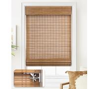 LazBlinds No Tools No Drill Cordless Bamboo Roman Shades, Light Filtering Window Treatment, Roll Up Bamboo Blinds for Window 22'' W x 64'' H, Tuscan B