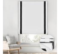 LazBlinds No Tools No Drill Cordless Roman Shades for Windows, Blackout Thermal Insulated UV Blocking Window Blinds, Room Darkening Fabric Blinds for Indoor Windows, 22'' W x 64'' H, White-Black