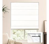 LazBlinds No Tools No Drill Cordless Roman Shades for Windows, Blackout Thermal Insulated UV Blocking Window Blinds, Lightweight Fabric Blinds for Indoor Windows, 34.5" W x 48" H, Blackout - White