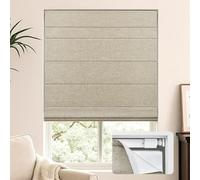 LazBlinds No Tools No Drill Cordless Roman Shades for Windows, Blackout Thermal Insulated UV Blocking Window Blinds, Lightweight Fabric Blinds for Indoor Windows, 34" W x 60" H, Blackout - Beige