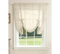LazBlinds Tie Up Curtains, Linen Privacy Thermal Insulated Balloon Roman Shade Bathroom Window Curtain, Adjustable Rod Pocket Drape for Kitchen, Living Room, Bedroom (42" W x 63" L, Natural)