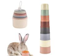Lazdrapel 8PC Stacking Cups for Rabbits, BPA-Free Plastic Multi-Coloured Bunny Toys with Various Sizes for Food Hiding & Playtime Fun, Small Animal Enrichment Toys