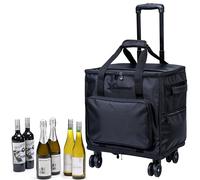 Lazenne Wine Bags for Travel - 12 Bottle Wine Bag/Wine Carrier - Wine Luggage for Professionals and Consumers. 3-in-1 Wine Tote, Rolling Suitcase and Insulated Cooler Bag with Removable Dividers