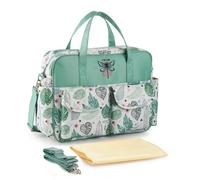 Lazeny Changing Bag Backpack Baby Nappy Rucksack with Changing Mat Diaper Shoulder Bag Tote Multifunction Mother Baby Bag Large Capacity Travel Rucksack Water Resistant Organiser (Green Leaves)