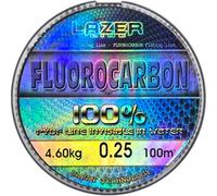 LAZER LINE Fluorocarbon Fishing Line 100 m Diameter 0.25 mm Test 4.6 kg - Transparent Leader Line for Pike Zander Perch Trout Carp - Fluorocarbon Leader - Predator Fishing Line - Fluorescent Carbon