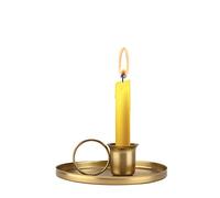Lazimin Retro Candle Holder, Cute Old Fashioned Design Handle Candle Holder Ornament Home Decoration with Circular Leak-proof Measure(gold)