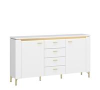 Furniture To Go Lazio Sideboard 2 Door 4 Drawer in Alpine White/White Gloss - White - 155.3 - 1