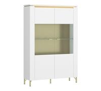 Lazio Wide Double Display Cabinet 2 Door in Alpine White/White Gloss