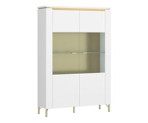 Lazio Wide Double Display Cabinet 2 Door in Alpine White/White Gloss