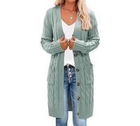 LAZIRO Autumn And Winter Long Twist Knitting Sweater Women Solid Color Loose Buttons Pocket Cardigan Jacket