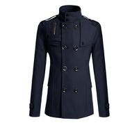LAZIRO Men'S Autumn And Winter Solid-Coloured Coat Slim Medium-Length Windbreaker Male Double-Breasted Casual Jacket