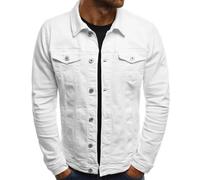 LAZIRO Men'S Autumn Stand-Up Collar Denim Jacket Casual Solid-Coloured Jacket Cardigan Buttons Work Jacket Men'S