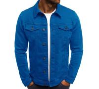 LAZIRO Men'S Autumn Stand-Up Collar Denim Jacket Casual Solid-Coloured Jacket Cardigan Buttons Work Jacket Men'S