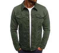 LAZIRO Men'S Autumn Stand-Up Collar Denim Jacket Casual Solid-Coloured Jacket Cardigan Buttons Work Jacket Men'S