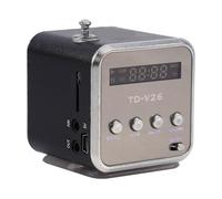 Lazmin Mini Portable FM Radio Speaker, Digital Stereo MP3 MP4 Music player Support TF Card USB Disk FM (黑色)