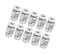Lazmin112 10Pcs Straight Pneumatic Fittings Silver M10 Thread 3D Printer Accessories PC4 01, Plated Copper, Service, Changeable, Hex Tightening, Compact Convenient