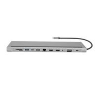 Lazmin112 12-in-1 Docking Type C to DualVGA, USB3.0, PD, RJ45, 3.5mmDual Card Slot