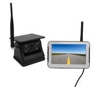 Lazmin112 150 Degree Wide Angle Solar Wireless Rear View Camera for RV, 5 Inch Screen, 24 Hours Battery Life, Clear View in the Dark for Trailers