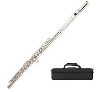 Lazmin112 16 Hole C Flute, Brass Sheep Casing Pad Closed Key Flute With Storage Bag With a Storage Bag to Protect the (Silver)