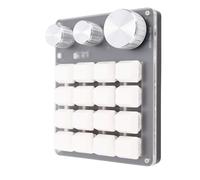 Lazmin112 16 Key Mechanical Keyboard, Programmable Macro Keypad with 3 Adjustable Knobs, BT 2.4G Wired 3 Modes, Red Switch, Customizable Shortcut Keys, with LED Lighting, for Gaming (White)