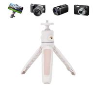 Lazmin112 25.5cm Desk Mirrorless Camera Tripod, Phone Selfie Stick, 360° Rotating Ball Head, 1/4 In Expansion Hole, Ergonomic Anti-Slip Handle, 3 Section Folding, for Travel, Video (White)