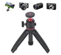 Lazmin112 25.5cm Desk Mirrorless Camera Tripod, Phone Selfie Stick, 360° Rotating Ball Head, 1/4 In Expansion Hole, Ergonomic Anti-Slip Handle, 3 Section Folding, for Travel, Video (Black)