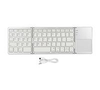 Lazmin112 3 Folding Keyboard with Touchpad, Portable Wireless Keyboard 63 Keys 10m Connection USB Charging, for Smartphone Tablet Laptop Travel (Silver White)
