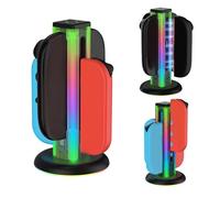 Lazmin112 4 In 1 Charging Dock for Game Controller, With Rgb Light, Led Status Indicators,9 Light Modes, Overcharge, Overcurrent, Short Circuit, Overvoltage, Magnetic Charger Staion