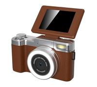 Lazmin112 4K Digital Camera, 48MP Autofocus with 180° Flip Screen and 18X Zoom, Compact Travel Camera for Photography Vlogging Selfie and Video Recording (Brown)