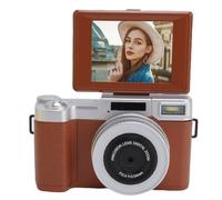 Lazmin112 4K Digital Camera, 64Mp, 2.8inch,180° Flip Screen, Autofocus Record 4K Videos, 16 Retro Filters, 8 Scene Modes, Built In Beauty Light, Travel Camera, for Live Streaming (Brown)