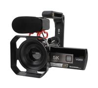 Lazmin112 5K Video Camera Camcorder, 56MP HD WiFi IR Night Vision Vlogging Camera Recorder, 18X Digital Zoom, 3In IPS Touchscreen, with Microphone, Remote Control, 2 Batteries, Lens Hood