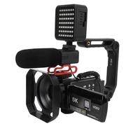 Lazmin112 5K Video Camera Camcorder, 56MP UHD WiFi IR Night Vision Vlogging Camera Recorder, 18X Digital Zoom, 3In IPS Touchscreen, with Microphone, Remote, Batteries, Lens Hood, Fill Light