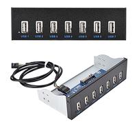 Lazmin112 7 Port USB2.0 Hub Drive Bay, USB Hub Box Panel, Lossless Data Transmission, Suitable for 5.25in Computer Box, 7 USB Devices, Complete Data Transmission