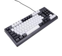 Lazmin112 87 Keys Mechanical Gaming Keyboard Wired with a Hidden Bracket, RGB Backlit, 12 Multimedia Hotkeys, Anti-Ghosting, for PC Laptops (Black White Color Block)