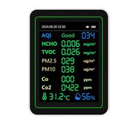 Lazmin112 Air Quality Detector High CO2 HCHO TVOC PM2.5 Detection for Home Office ABS Material (White)