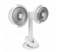 Lazmin112 Dual Head Desk Fan, USB Charging 360° Rotation Fan, Adjustable Height Night Light, Portable Dual Head Clamp On, Clip On for Office Desk