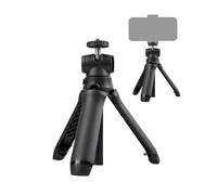 Lazmin112 Foldable Desk Camera Tripod, 4 Sections Extenable, 360° Rotating Cold Shoe, 1/4" Thread, 360° Adjustable Ball Head, Snap Lock Leg, Handheld Selfie Stick, for Smartphones