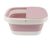 Lazmin112 Foot Soaking Bath, Massage Points Wheel Foot Bath Basin Collapsible Thickened with Handle for Pedicure (Pink)