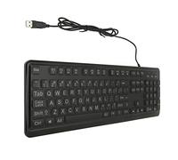 Lazmin112 Large Print Keyboard,Large Bold Letters 104 Keys Standard Full Size USB Wired White LED Backlit Computer Keyboard for The Elderly,for Departments,Libraries