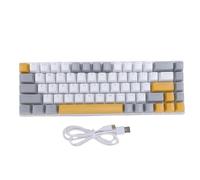 Lazmin112 Mechanical Gaming Keyboard, 60 Percent 68 Keys RGB Backlit with Blue Switch for PC Laptop, Wired Compact Keyboard with Ergonomic Design, ABS Keycaps, Non Conflict Keys (Yellow Gray White)